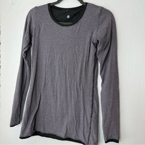Lululemon Cabin Long Sleeve reversible Tee Heather/charcoal stripe